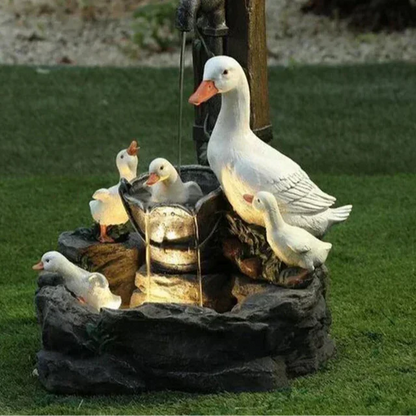 Outdoor Solar Powered Duck Fountain Figure - Cofik