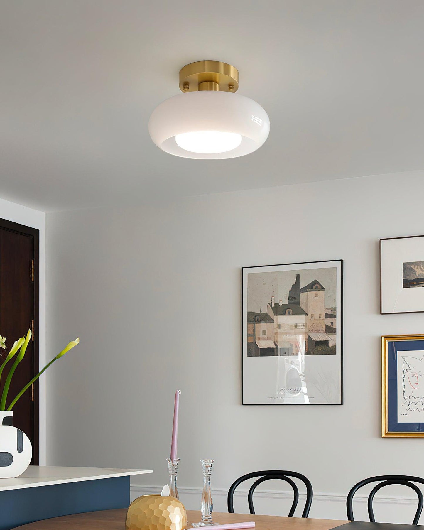 Vintage Gold Glass Bathroom Ceiling Light Fixture