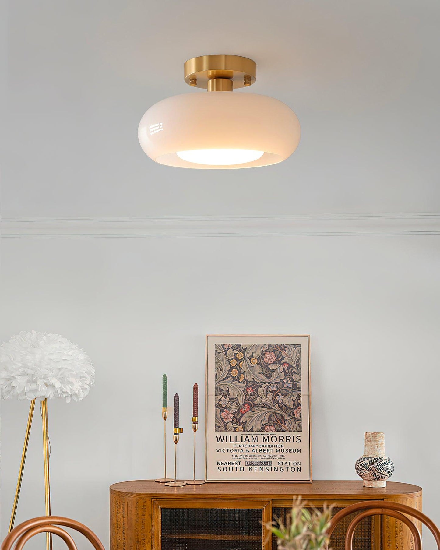 Vintage Gold Glass Bathroom Ceiling Light Fixture