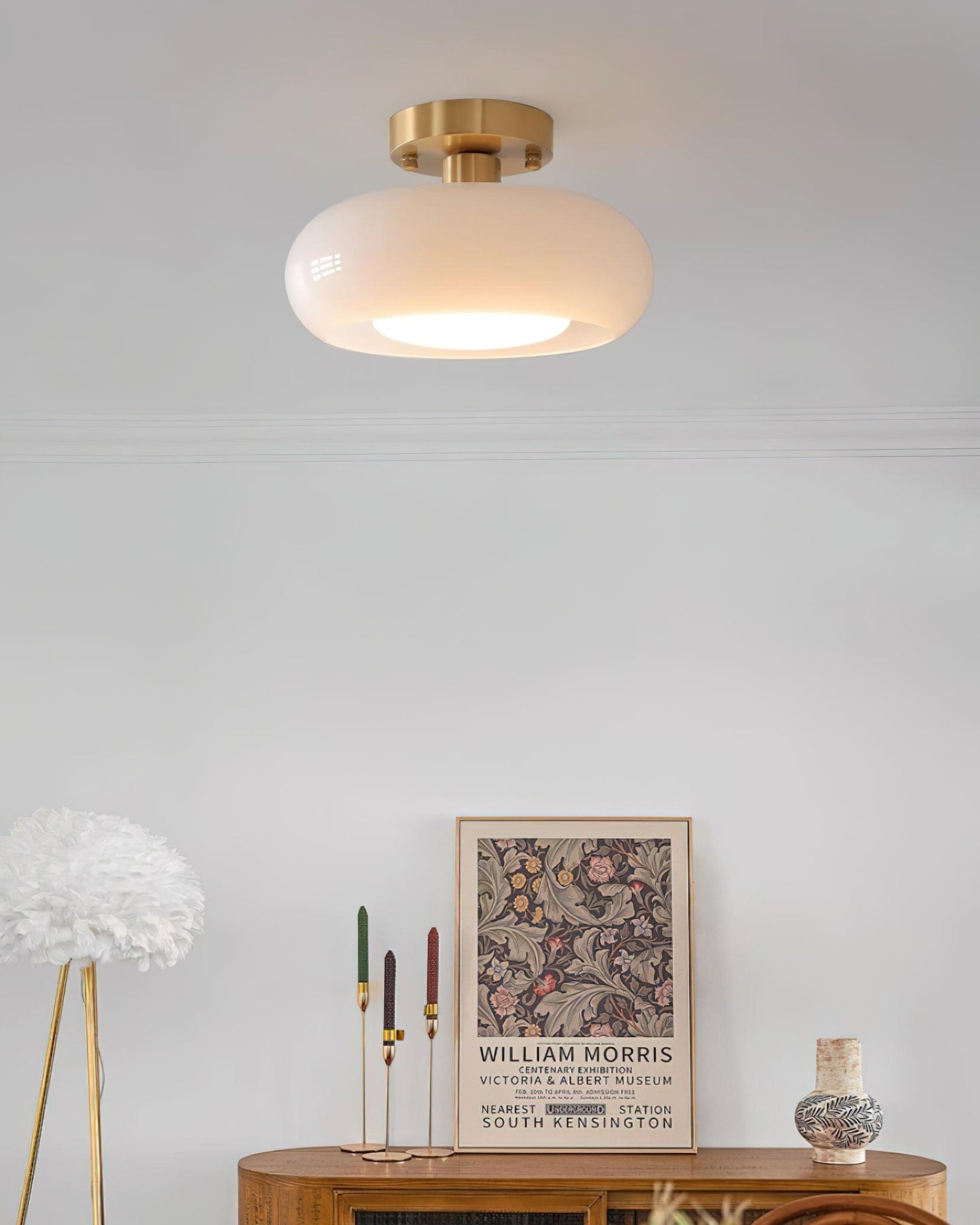 Vintage Gold Glass Bathroom Ceiling Light Fixture