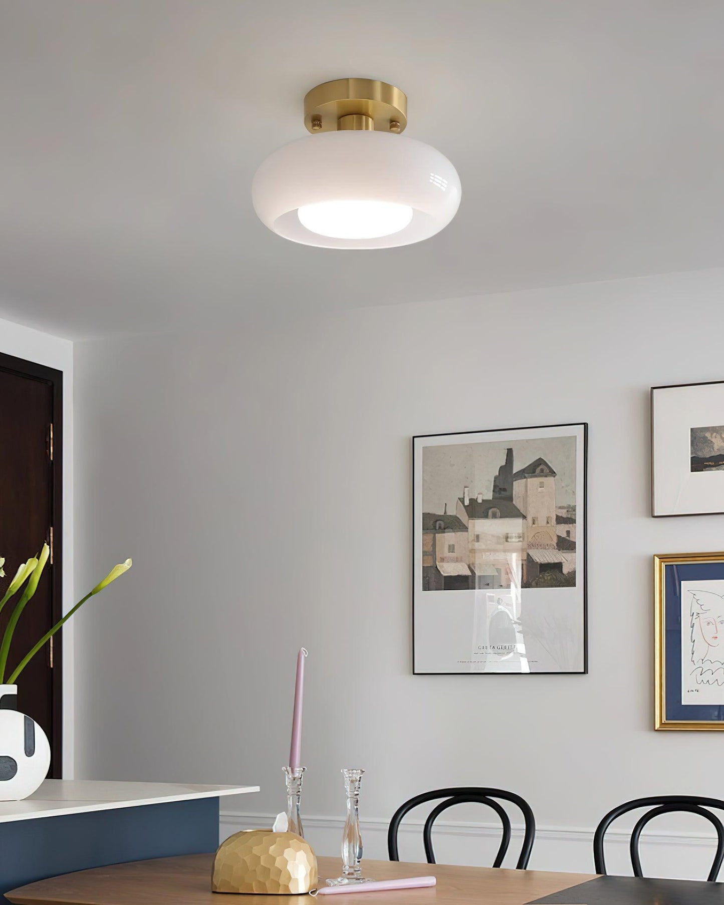 Vintage Gold Glass Bathroom Ceiling Light Fixture