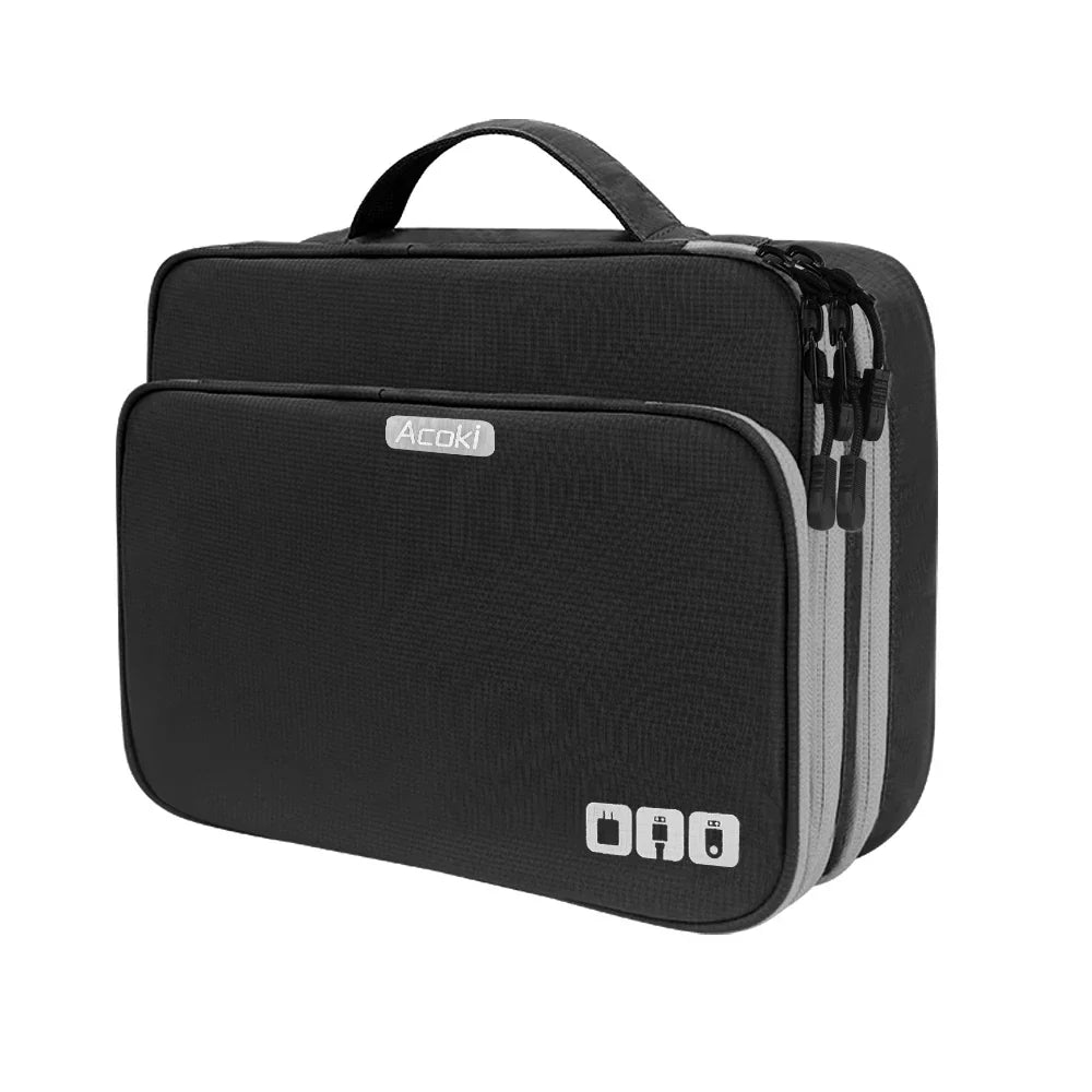 Premium Electronics Travel Case | 3 Layer Cable Organizer Bag - Cofik