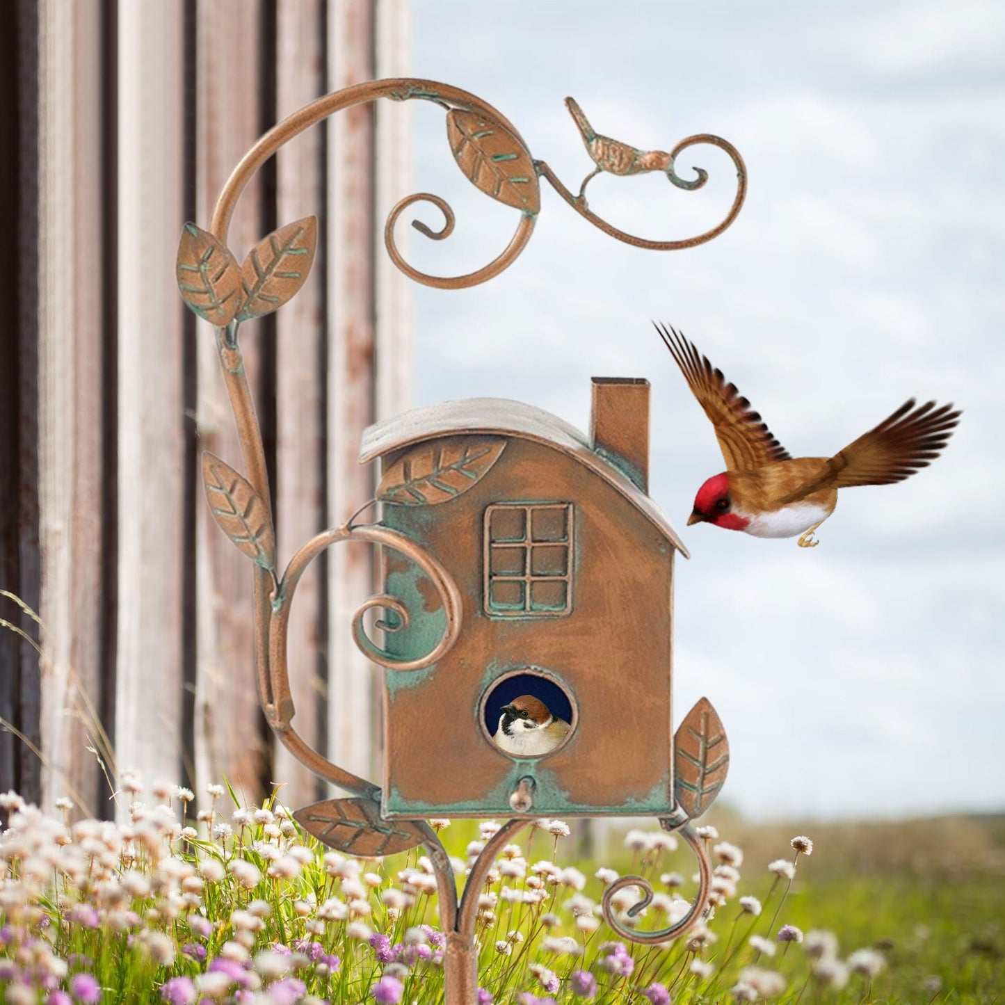 Colorful Metal Bird Garden Decoration Stake