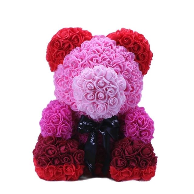 Lovely Fake Rose Bear Plush Toy