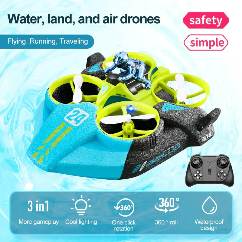 Remote Control 3 in 1 Amphibious Car Boat Toy