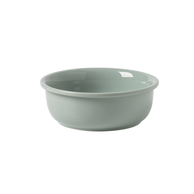 Elevated Pet Feeder Ceramic Cat Dish with Wood Base