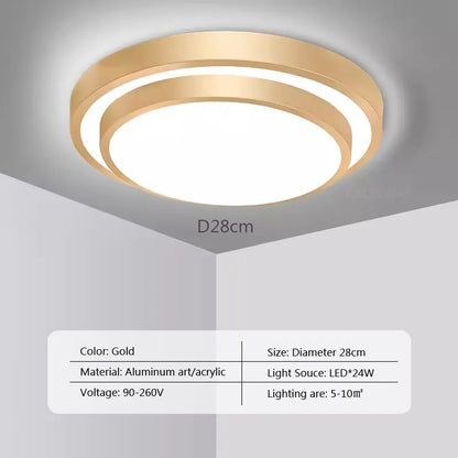 Stylish LED Ceiling Lamp - Round Aluminium Remote Control Light