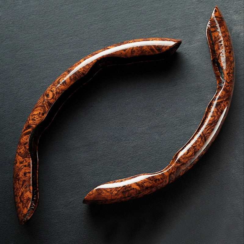 GripMax | Anti-Slip Wooden Pattern Steering Wheel Cover