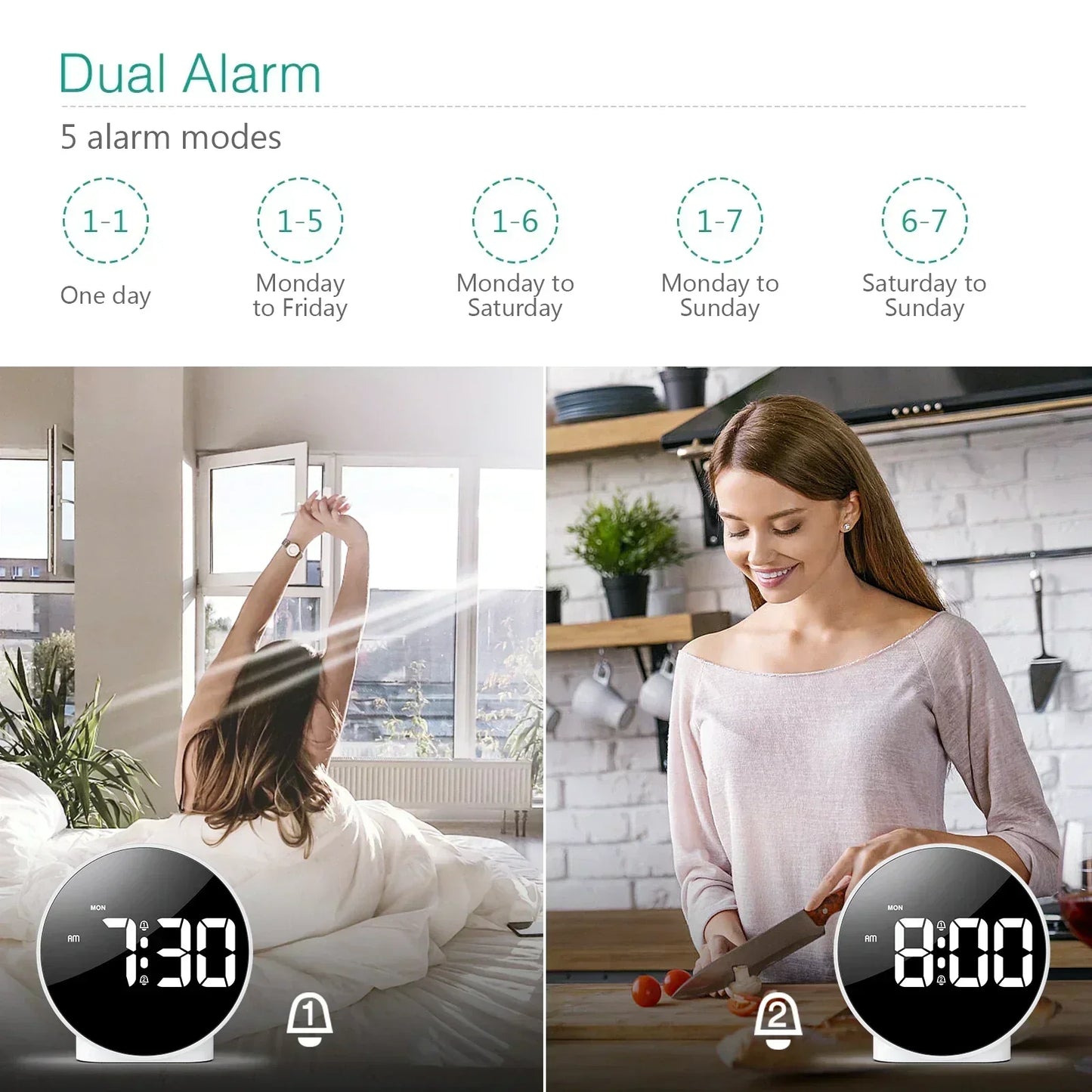Compact Digital LED Desk Clock