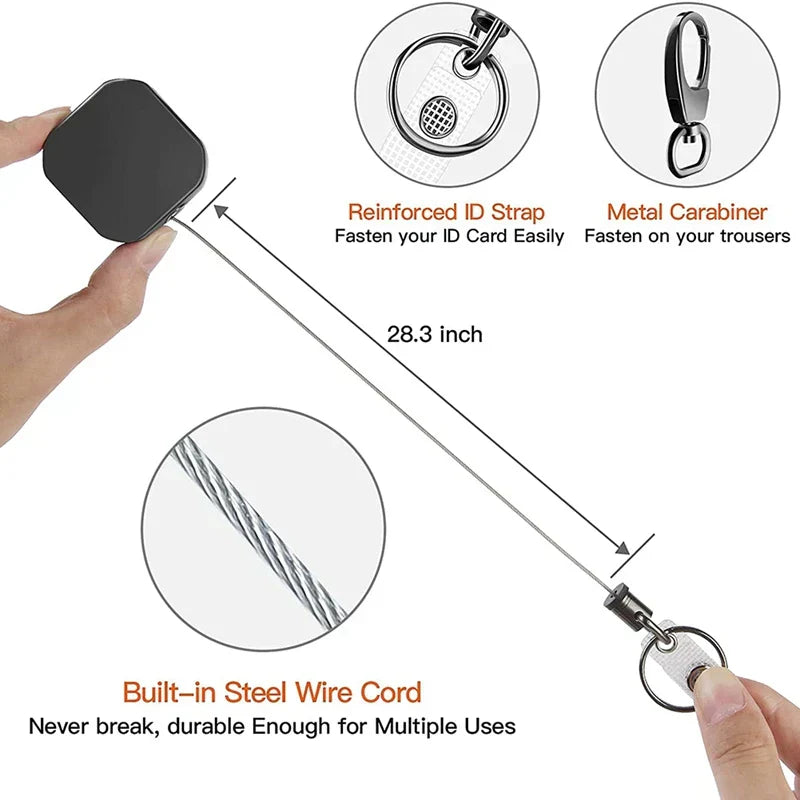 Durable Retractable Keychain with Steel Cable