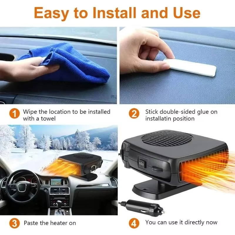 Compact 2-in-1 Car Heater and Defroster Fan