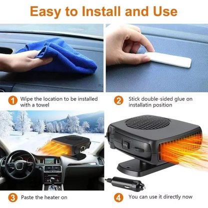 Compact 2-in-1 Car Heater and Defroster Fan