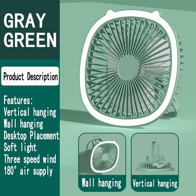 Portable Small LED Night Light USB Fan Cooler - Cofik