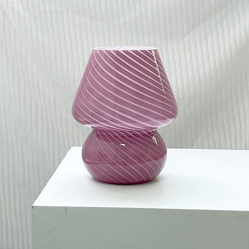 Glass Table Lamp in Fun Mushroom Design