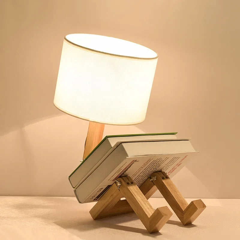 Stylish Wood Desk Lamp with Storage