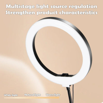 Portable LED Ring Light with Adjustable Arm & Phone Mount