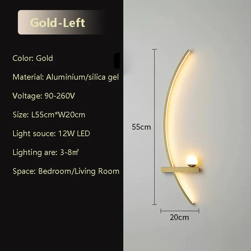Slim LED Black Gold Wall Light