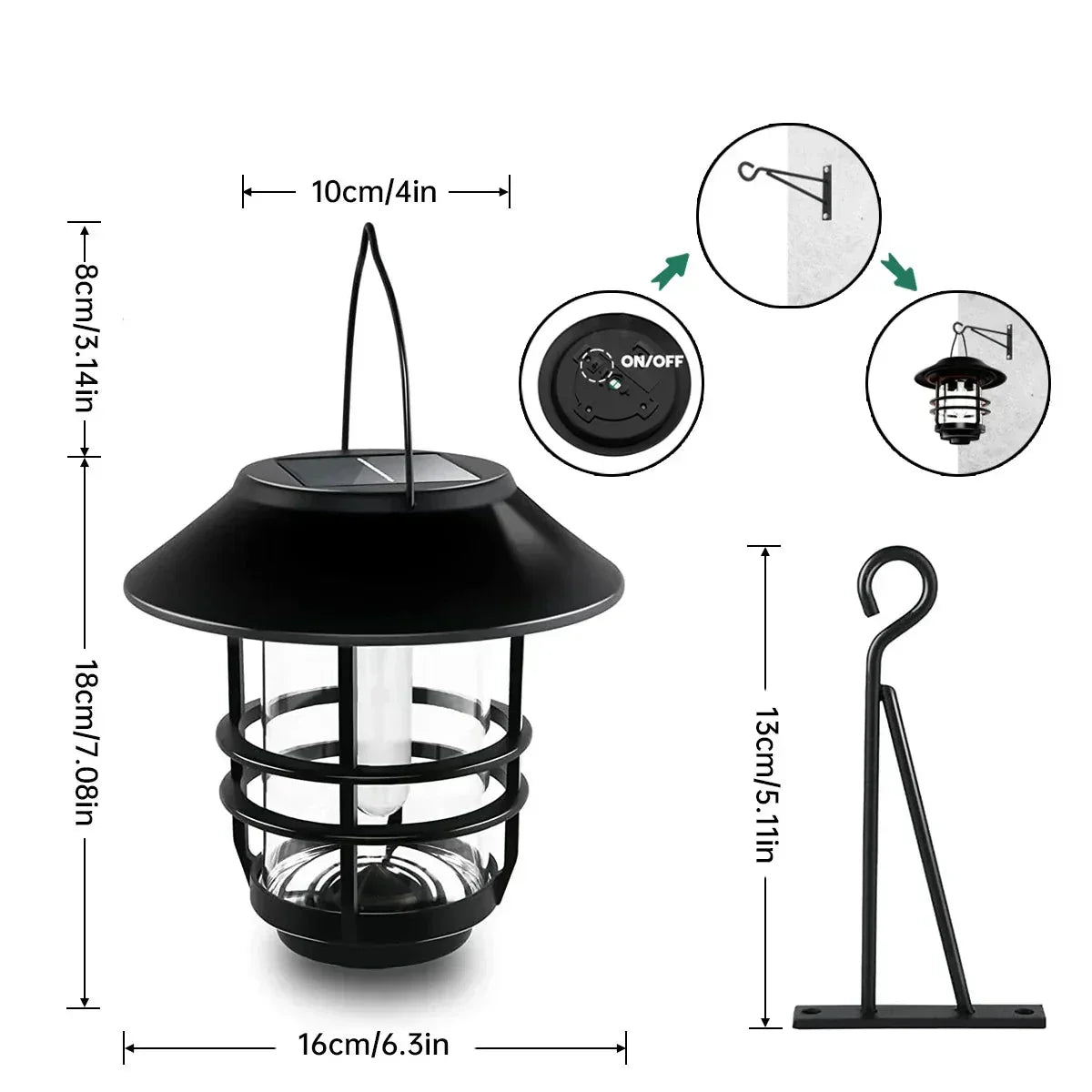 Outdoor Solar Powered Flicker Lantern Light