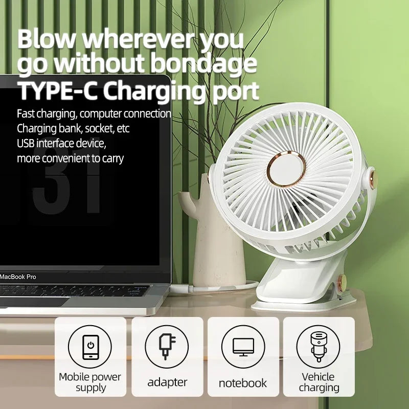 Portable Battery Powered Clip Fan