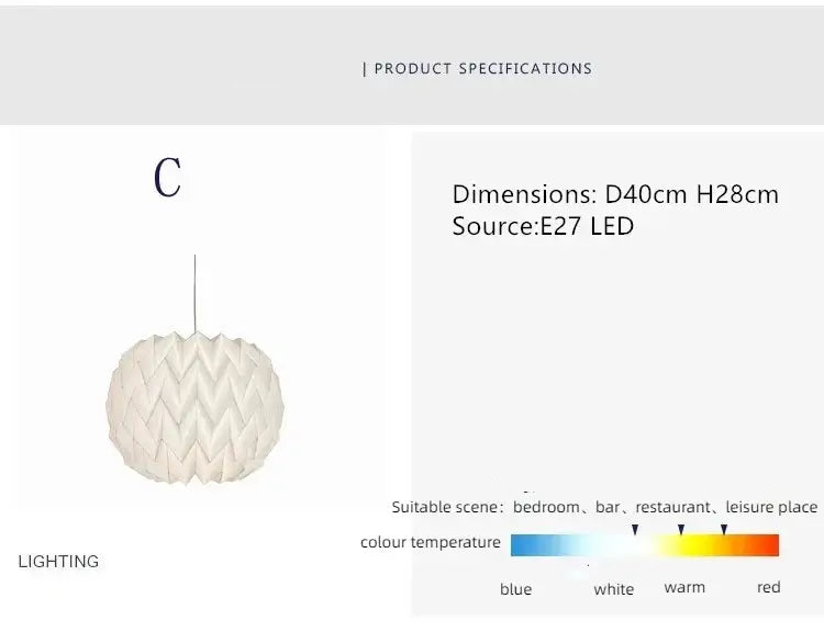 Beautiful Folded Paper Hanging Lamp