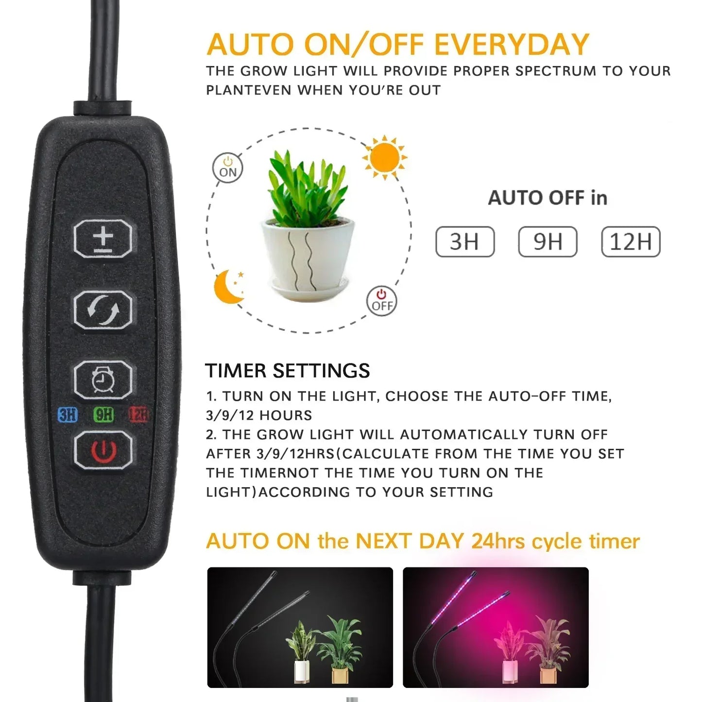 Smart LED Grow Lamp with Adjustable Timer
