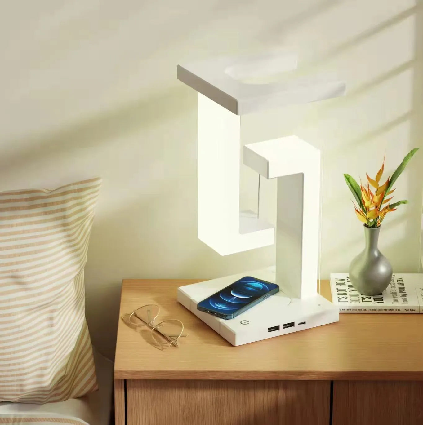 Floating LED Wireless Charging Table Lamp