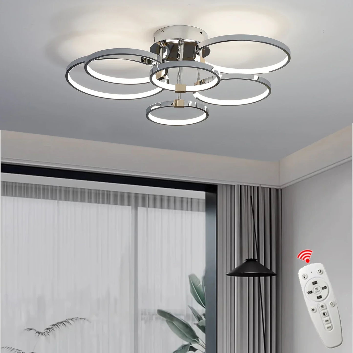Bright Adjustable LED Chandelier Light with Remote