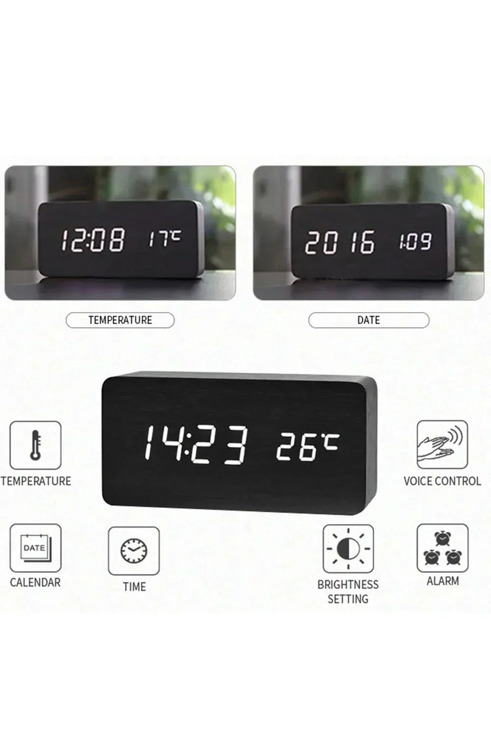 Compact LED Clock with Multiple Display Modes