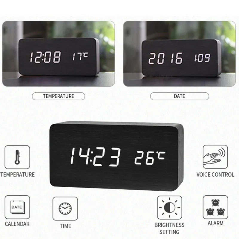 Compact LED Clock with Temperature Display