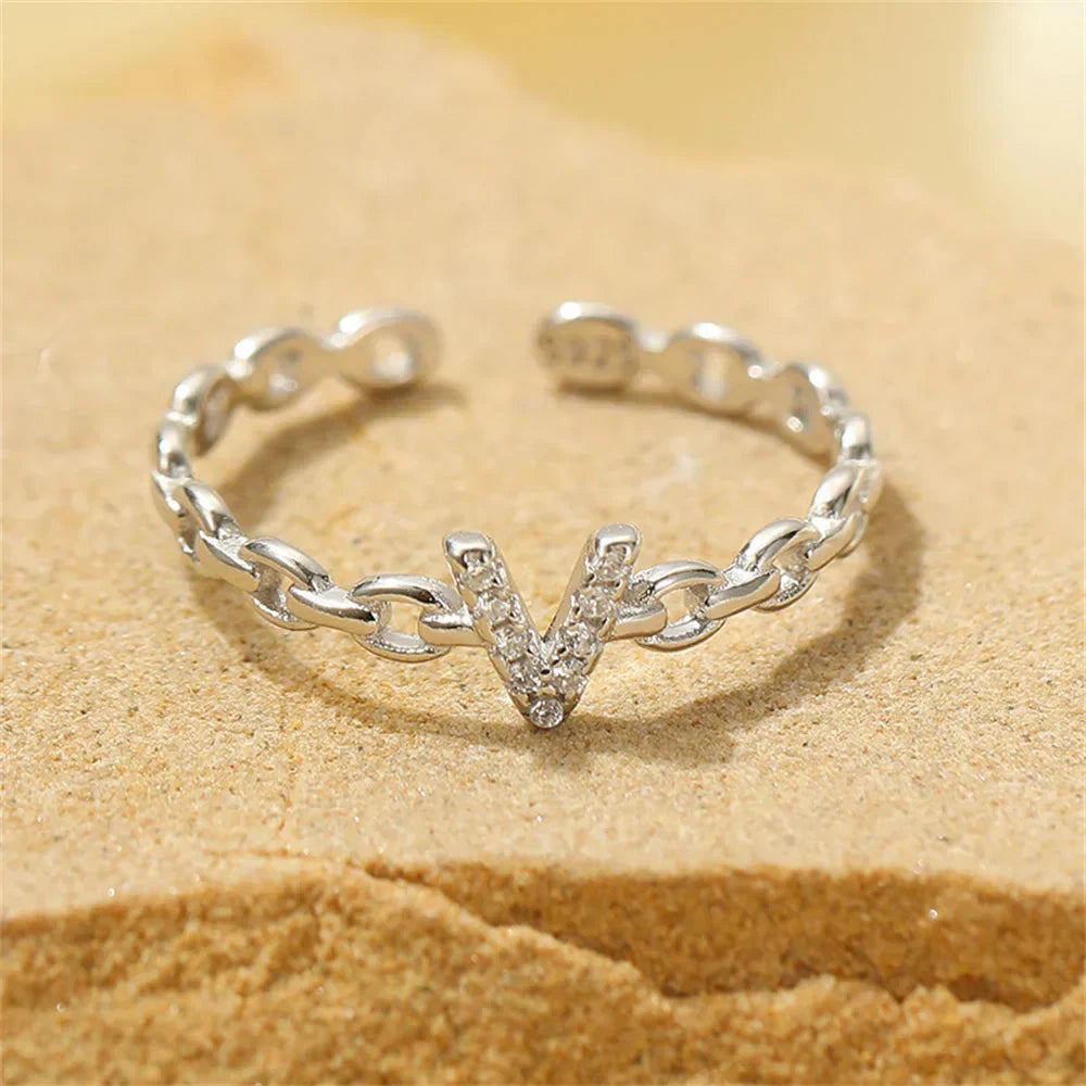 Delicate Initial Diamond Letter Ring