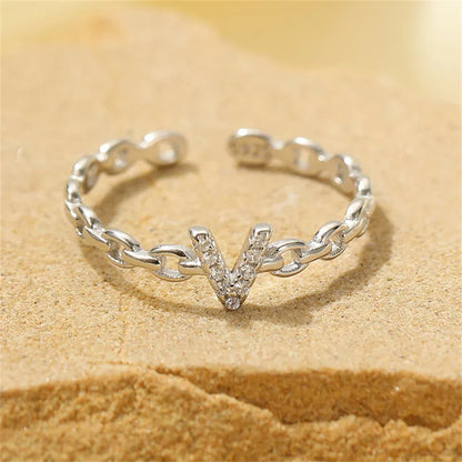 Delicate Initial Diamond Letter Ring