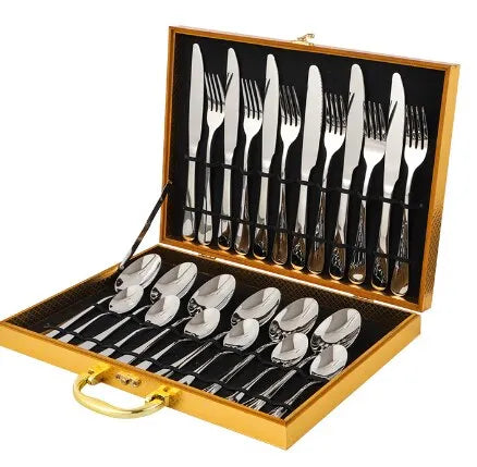 Luxury 24-Piece Gold Silverware Set