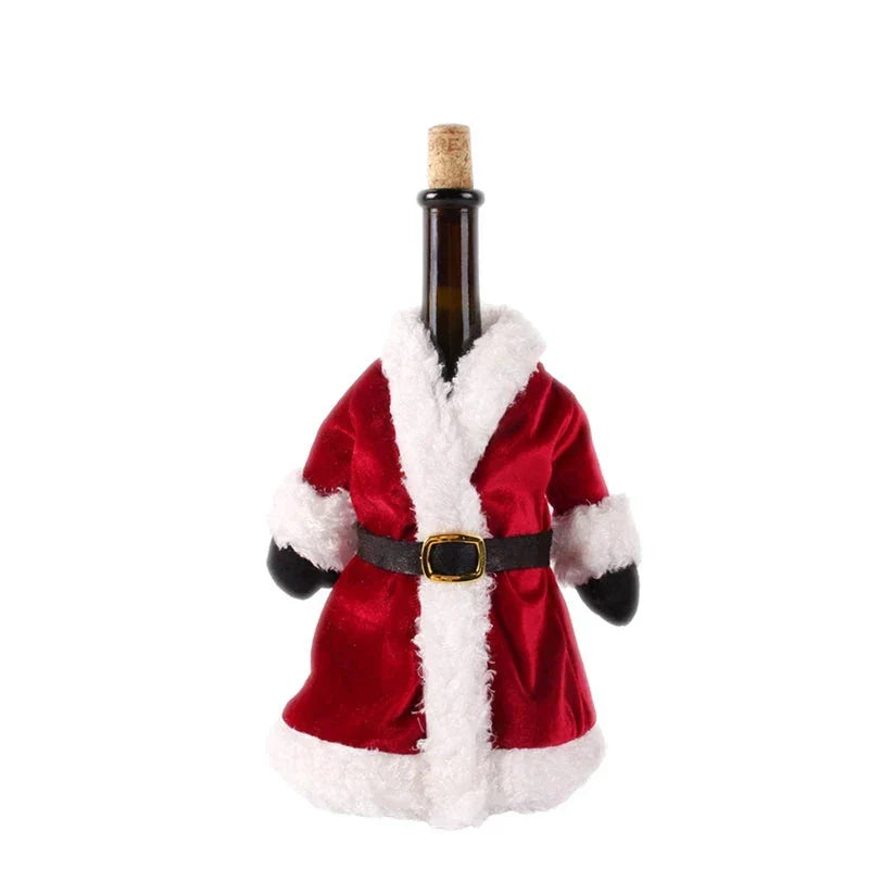 Warm Furry Christmas Wine Bottle Cover