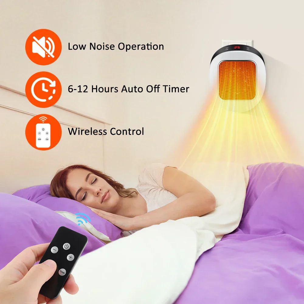 Compact 600W Electric Wall Heater with Remote