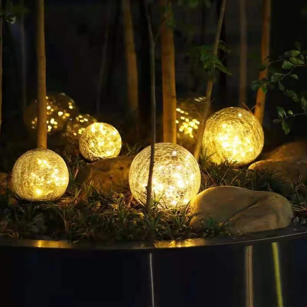 Solar Powered Glass Ball Outdoor Lanterns
