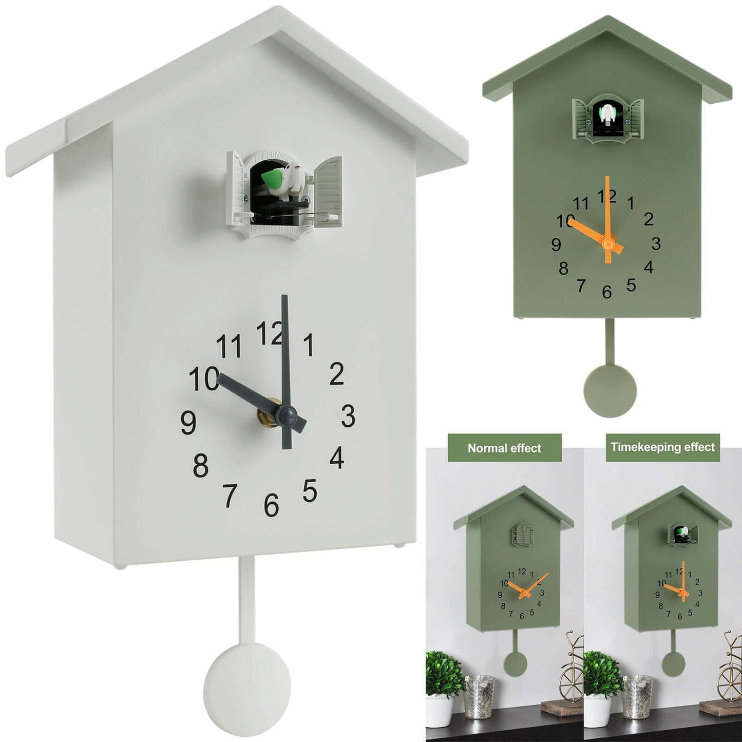 Modern Silent Cuckoo Wall Clock