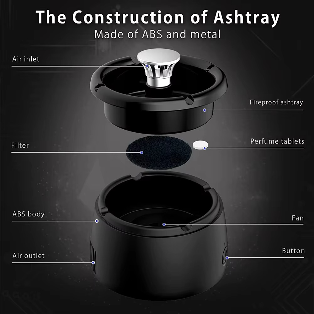 Portable Electric Ashtray for Home and Car Use