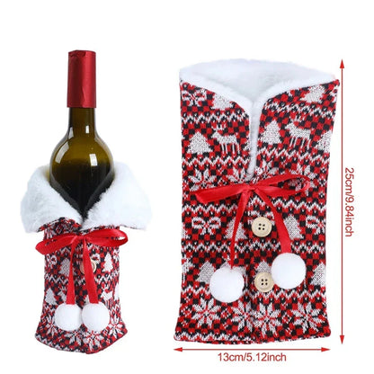 Warm Furry Christmas Wine Bottle Cover