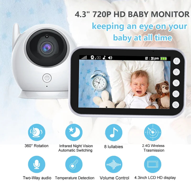 Baby Video Monitor with Night Vision and Lullaby Music
