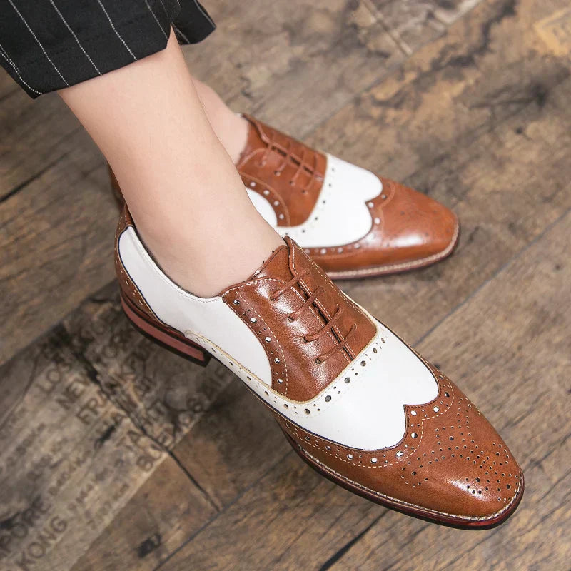 Stylish Men's Leather Lace-up Oxford Shoes - Cofik