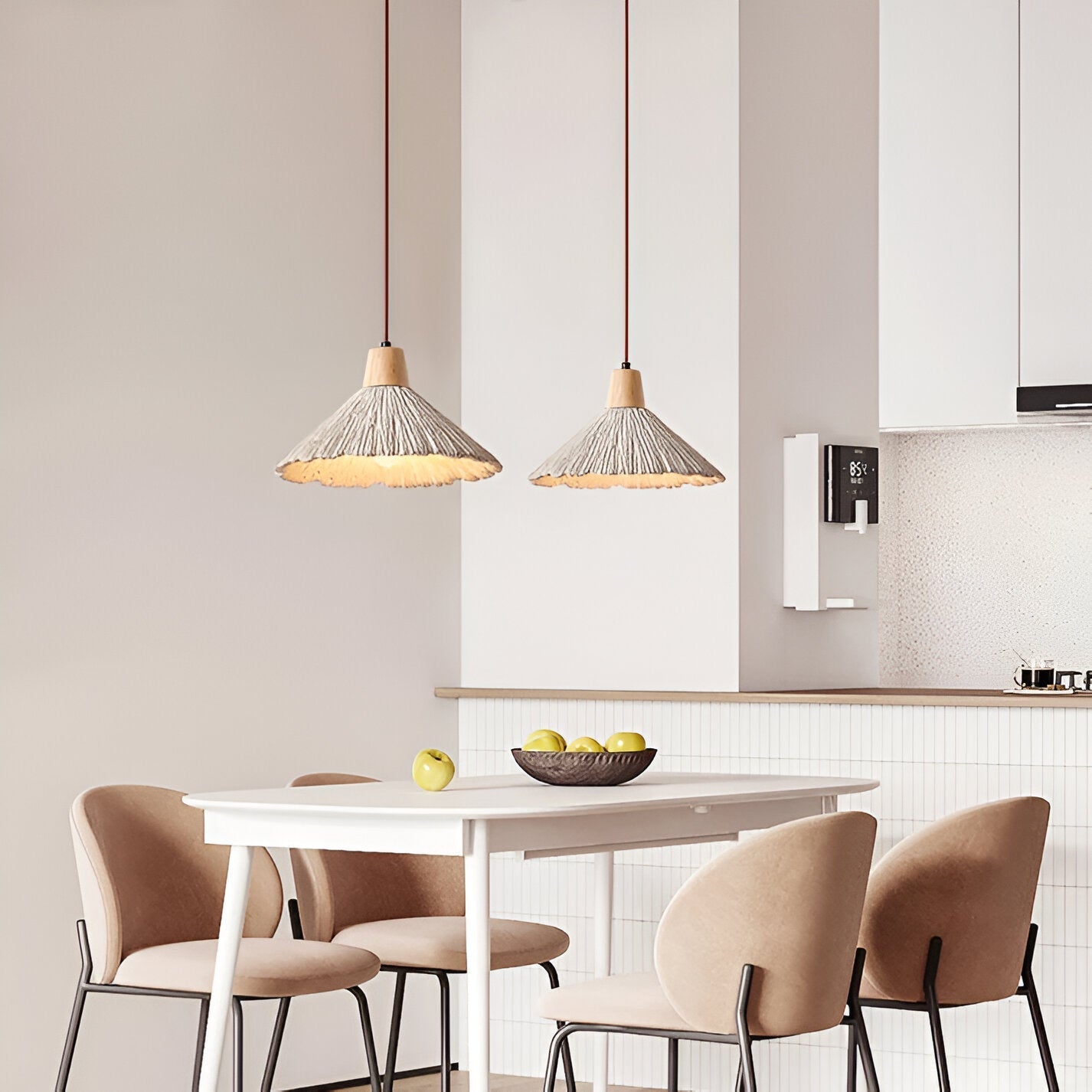 Simple Cream Hanging Pendant Light Fixture