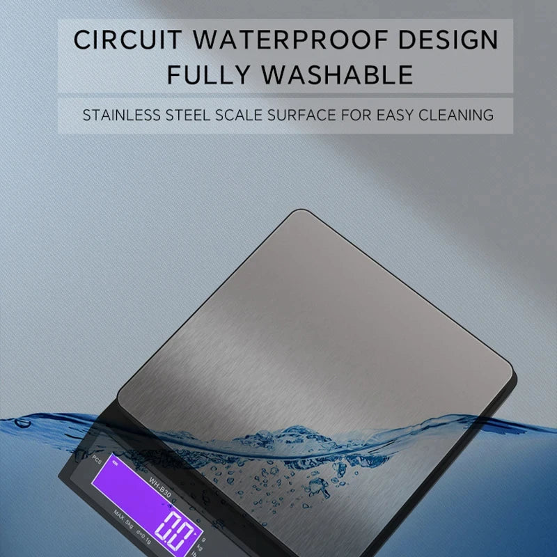 Accurate Digital Kitchen Scale, Waterproof Stainless Steel