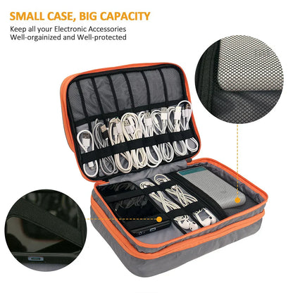 Premium Electronics Travel Case | 3 Layer Cable Organizer Bag
