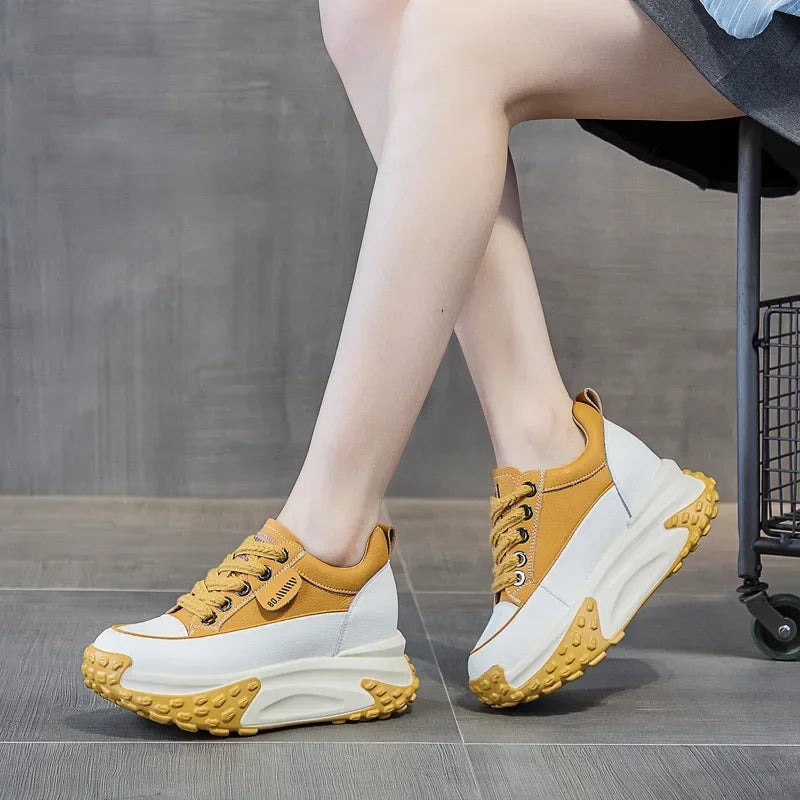 Low Heel Leather Platform Sneakers
