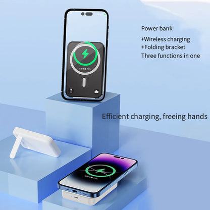 Portable Magnetic Phone Power Bank with Stand