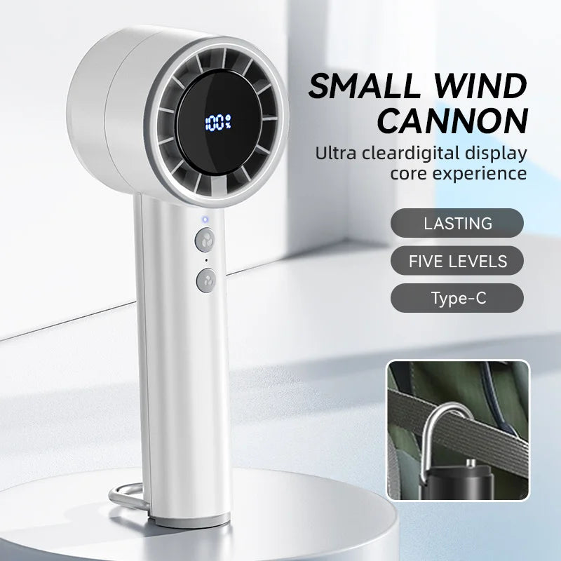 Compact Rechargeable Handheld Fan with LED Display - Cofik
