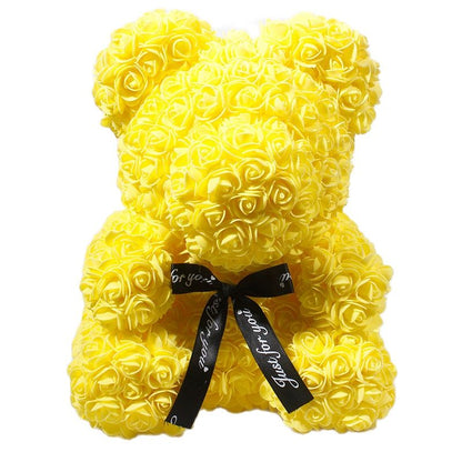 Lovely Fake Rose Bear Plush Toy