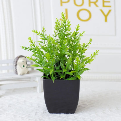 Small Fake Eucalyptus Plant in Black Pot