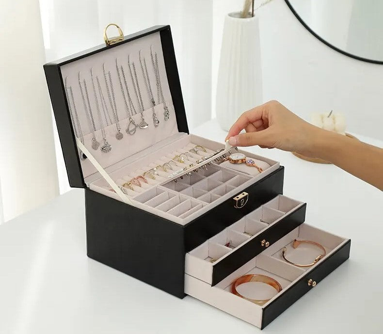 Secure Stackable Leather Jewellery Storage Box