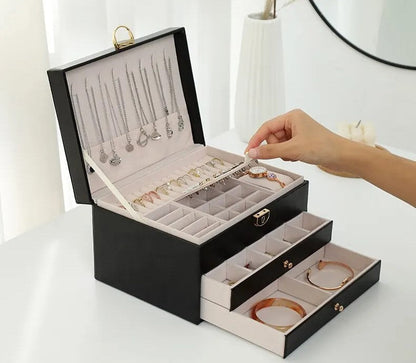 Secure Stackable Leather Jewellery Storage Box